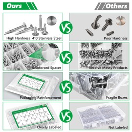 420Pcs Self Drilling Screws Assortment Kit, 410 Stainless Steel Self Tapping Sheet Metal TEK Screws for Metal, Truss & Hex Washer Head #8#10-1/2",5/8",3/4",1",1-1/4",1-1/2"