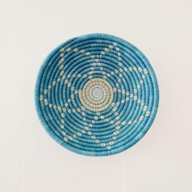 Small African Basket - Sawida/Rwanda Basket/Woven Bowl/Sisal & Sweetgrass Basket/Blue, Teal