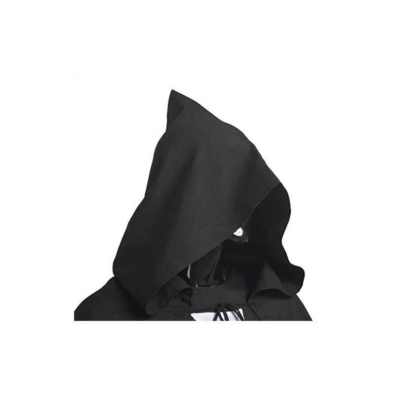 BLESSUME Medieval Knights Templar Hospitaller Hooded Cape (Black 1)