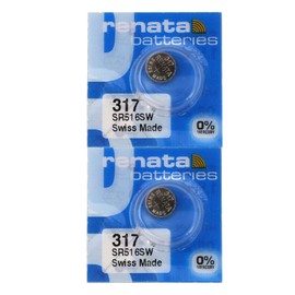 Renata 317 SR516SW Batteries - 1.55V Silver Oxide 317 Watch Battery (2 Count)