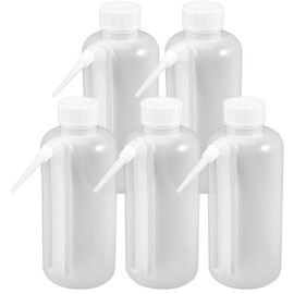 PRETYZOOM 5pcs Communion Cup Filler, 500ml/17oz Communion Squeeze Bottle, Large Capacity Juice Dispenser with Side Straw, Refillable Dispenser Bottle