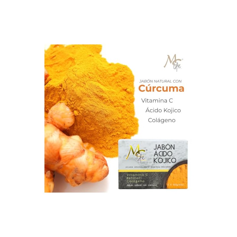 Mc Life 2 Piezas Jabn cido Kjico, Retinol, Colgeno, Curcuma