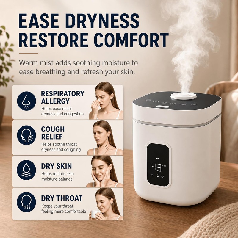 XAMATTS 3.5L Stainless Steel Warm Mist Humidifier