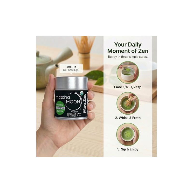 Matcha Moon Pure Zen Ceremonial Grade Matcha Powder - 30g