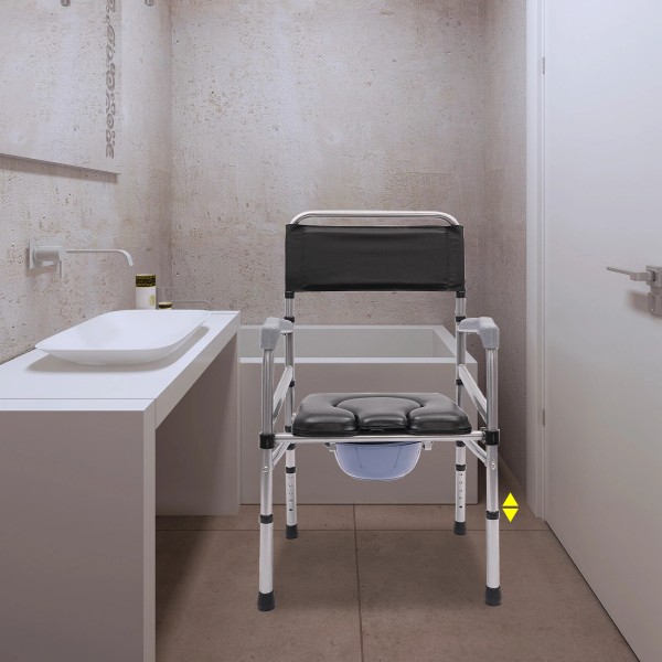 Folding Shower Chair with Commode - Adjustable Height & Comfortable