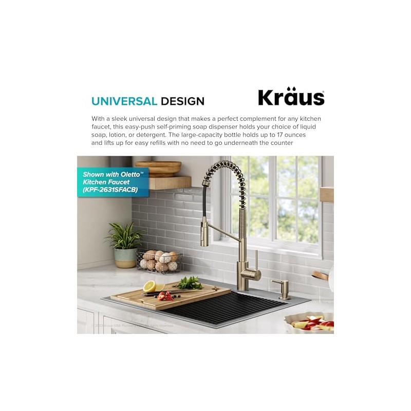 KRAUS Kitchen Soap and Lotion Dispenser in Spot-Free Antique Champagne