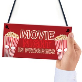 RED OCEAN Cinema Room Hanging Sign Home Decor Gift Boys Girls Bedroom Sign Gift For Him Her