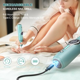 Electric Foot Callus Remover for Feet Scrubber Dead Skin, Cordless Foot File, Professional Pedicure Tool with Nail Drill Kits for Men Women Dead Dry Crack Skin Calluses Foot Grinder-Green