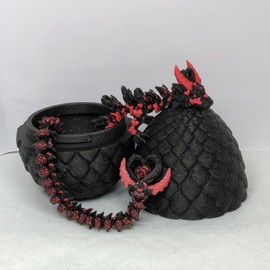 Generic Black and Red Dragon with Dragon Egg, 3D Printed Articulated Black and Red Heart Dragon, Fidget ADHD/autism Sensory Toy, Executive desk Toy D034, Large