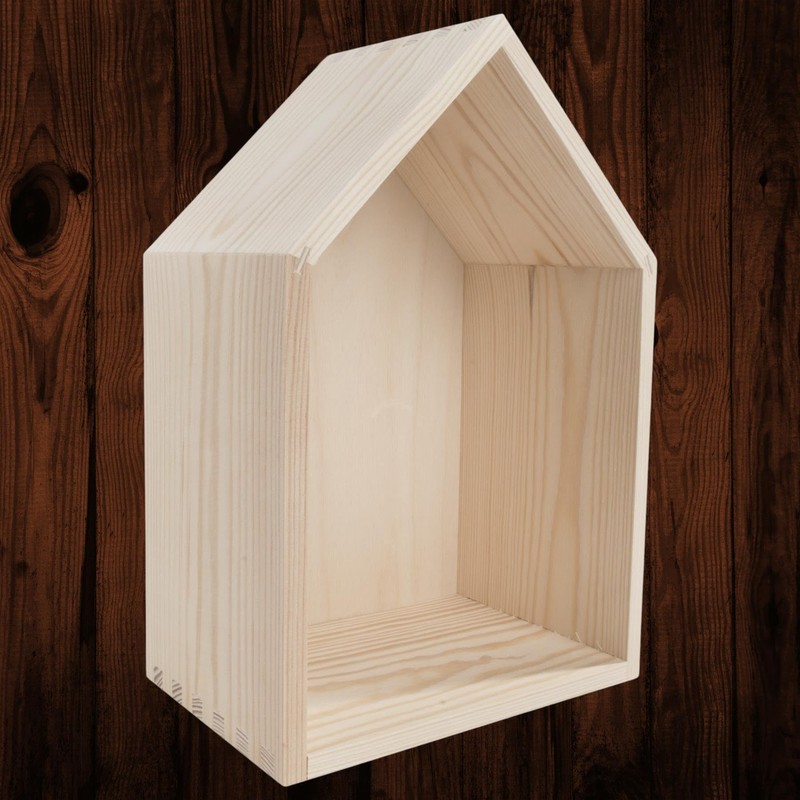 WooDeeDoo Medium Wooden House Shaped Display Shelf 20 x 13