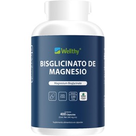 Wellthy Magnesium Bisglycinate 432mg - High Absorption Pure Mineral Supplement, 400 Vegan Capsules