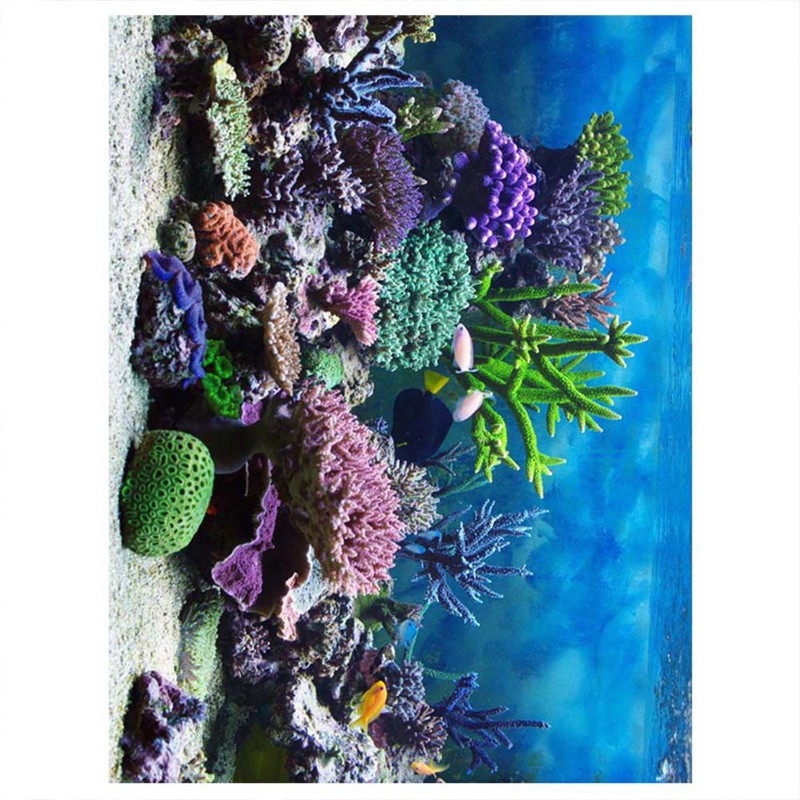 PVC Adhesive Underwater Coral Aquarium Fish Tank Background Poster Backdrop