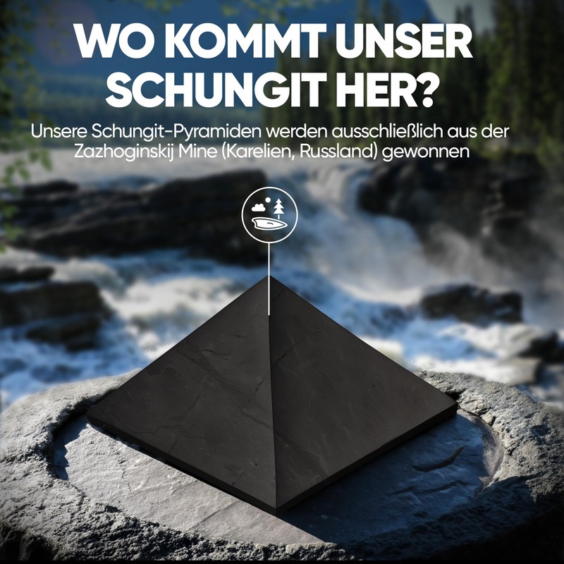 PURAJA Shungite Pyramid Original from Karelia Polished Contains Fullerenes with