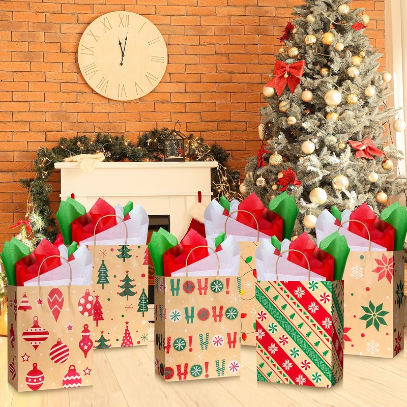 24 Large Christmas Gift Bags with Handles 10 X 13