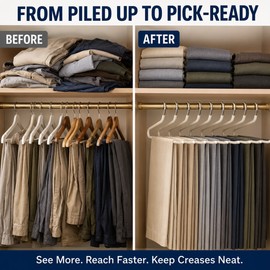 10-Pack Metal Z-Shaped Pants Hangers, Non-Slip Closet Organizer