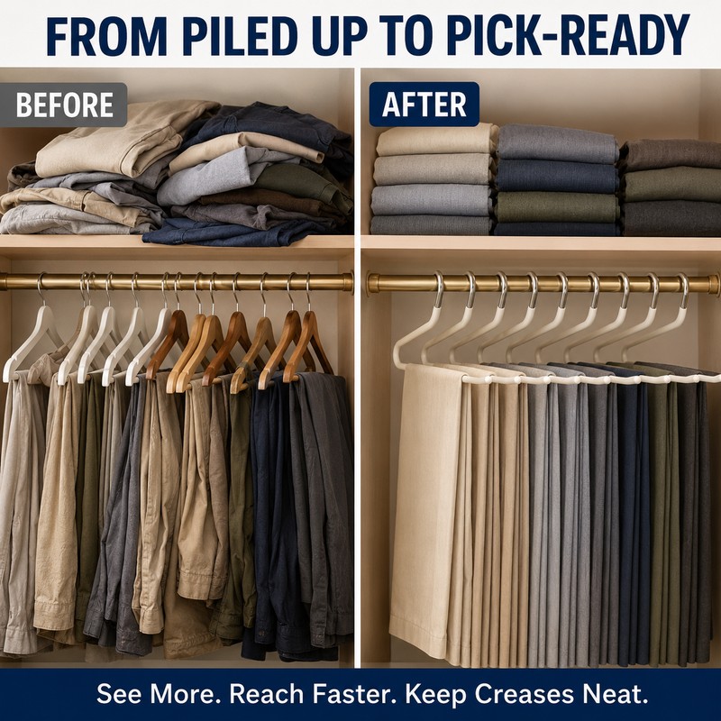 10-Pack Metal Z-Shaped Pants Hangers, Non-Slip Closet Organizer
