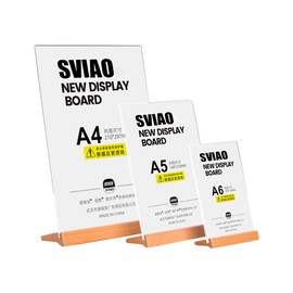 ECKEK Acrylic Sign Holder A4/A5/A6 Menu Displays T/L Shape, Wood Base Table Top Sign Stand (L Shape A5 148×210mm/ 5.83×8.27 inches)