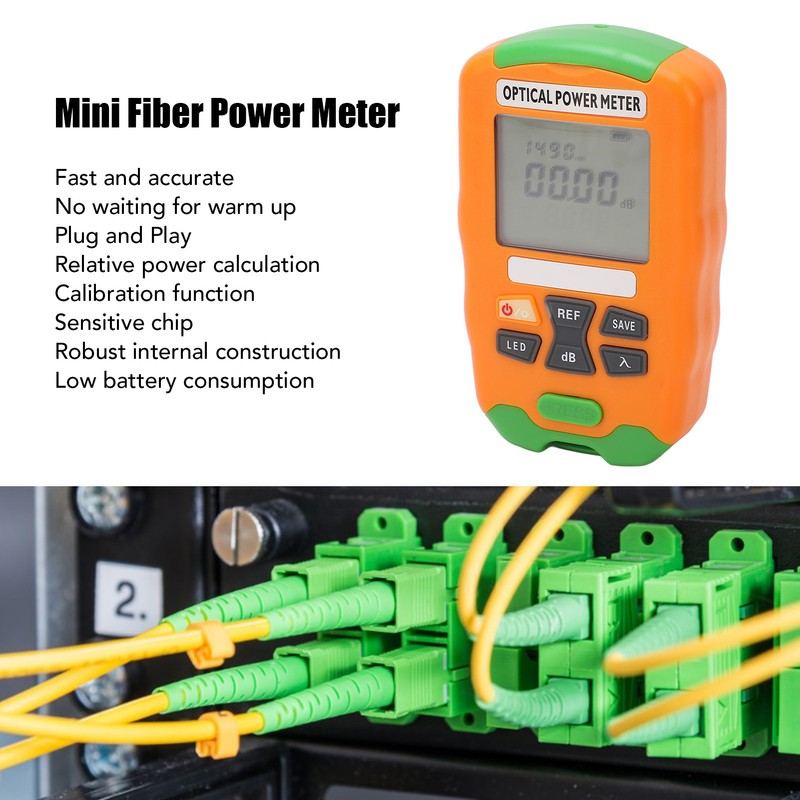 Orange Mini Fiber Optic Power Meter Fast Accurate Sensitive Robust