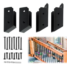 ITeVe.GD 30° Deck Railing Stair Brackets Connectors,Heavy Duty Steel 1.2 inch Thickness Concealed Brackets for 2"x4" (Actual 1.5"x3.5") Wood Posts for Deck Railing、Fence、Porch、Garden Pergola（2 Pair）