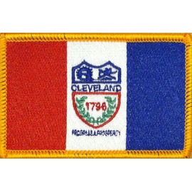 Cleveland Ohio Flag Iron-On Patch Embroidered Tactical Morale Patch Emblem #07 (Gold Border)