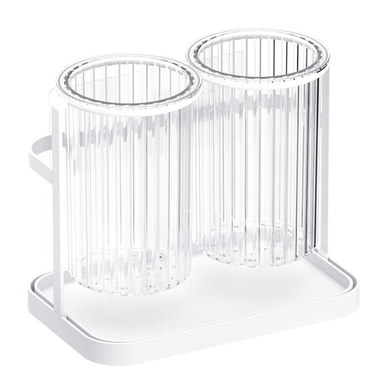 Utensil Holder Organizer for Countertop Chopstick Drainage Box 2 Divided