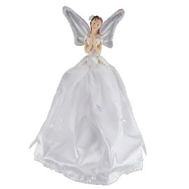 Theme Machine Christmas Tree Angel Decoration 23cm White with Glitter Detail