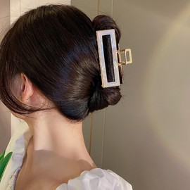 Wiwpar Square Matte Hair Claw Clips Gold Metal Hair Clip Non-Slip Strong Hold Hair Claws Clips Acrylic Banana Hair Clips Summer Claw Clips Hair Clamps Styling Birthday Gift for Women Girls (Style1)