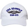 USS Seawolf SSN-575 with Silver Dolphins Unstructured Dad Cap (White)