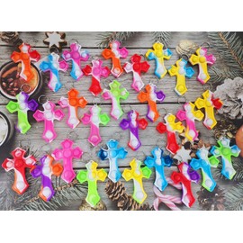 100 Packs Bulk Fidget Bubble Bulk Mini Pop Cross Keychain , Holiday Party Favors Supplies Classroom Summer Student Gifts