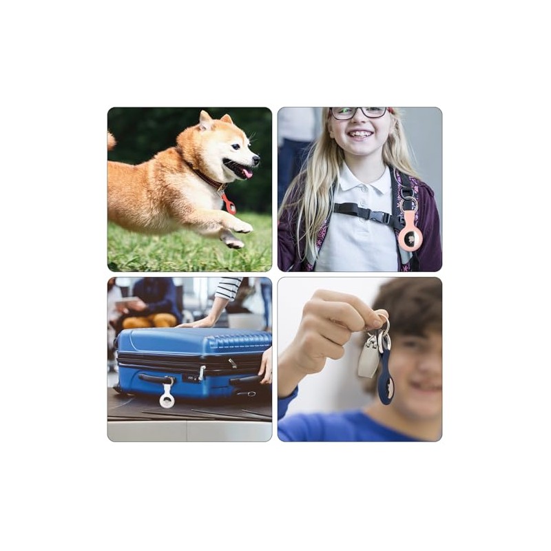 4-Pack Silicone AirTag Holder with Keychain for Kids and Pets