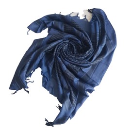 MILSPEC SURPLUS Hand Made Shemagh Scarf Cotton Arab Head Cover Desert Palestinian Keffiyeh Tactical Army Scarf (Blue/Black)