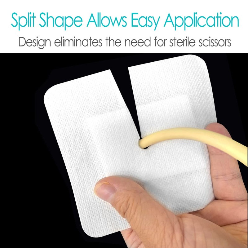 Split Drain Adhesive Bandages Feeding Tube Peg G J Tube
