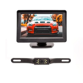 Backup Camera with TFT LCD Color Monitor Kit Car HD Reverse Camera for Car Truck Pickup SUV Waterproof 12V 4.3 inch LED Night Vision Wireless Bamnnycetus