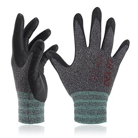 DEX FIT Nitrile Work Gloves FN330, 3D Comfort Stretch Fit, Power Grip, Smart Touch, Durable Foam Coated, Thin & Lightweight, Machine Washable, Black Gray X-Small 1 Pair