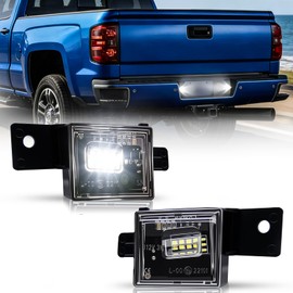 D-Lumina LED License Plate Lights Assembly Compatible with 2014-2023 Chevy Silverado GMC Sierra 1500 2500HD 3500HD Colorado Canyon Pickup Truck, Rear Tag Light 6000K White, Pack of 2