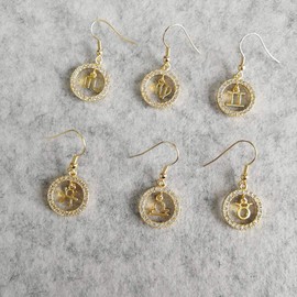 NOUMANDA Gold Plated Star Sign Rhinestone Crystal Dangle Drop Earrings12 Constellations Zodiac Horoscope Astrology Disc Jewelry Accessories (Libra)