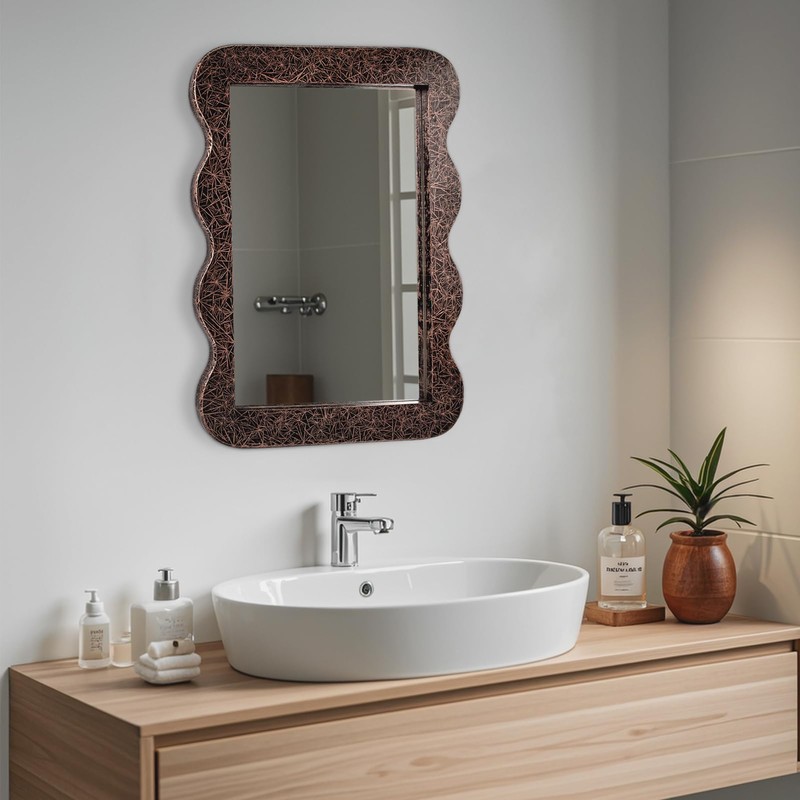 Wooden Mirror 16 X 12inch Copper-Gold Wood Rustic Wall Frame