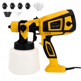 650W Electric Paint Sprayer, HVLP Spray Paint Gun, High Power Paint Sprayer Gun with 4 Nozzles 1 Filter Cup 2 Paper Funnels for House Painting Furniture Cabinets Fence Walls Cars Easy to Clean