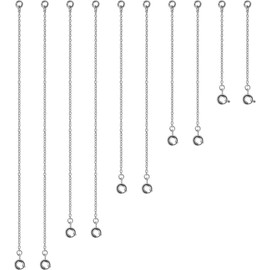 Naler 10pcs Extender Chains, 2/3/4/5/6 inches Stainless Steel Bracelet Necklace Extender Chain with Slingshot Buckle Safety Chain Jewellery, Gold Plated/Silver Plated