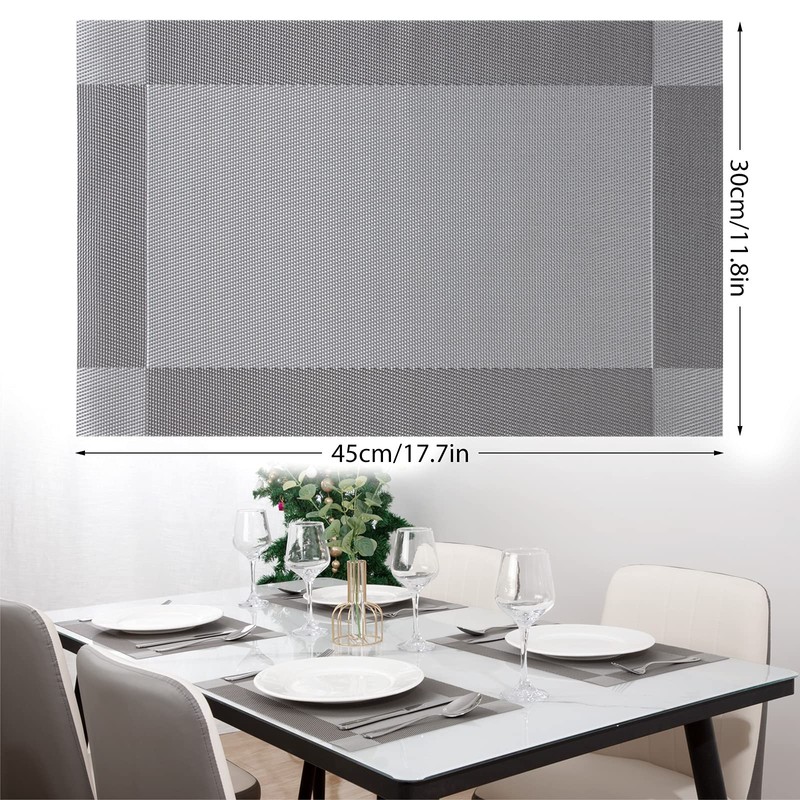ISIYINER Place Mats, Set of 6, Non-Slip, Washable, PVC, Tear-Resistant,