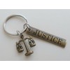 Bronze Law Scales Charm Keychain with Engraved Justice Tag, Paralegal