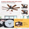 Mpayel Ceiling Fans with Lights, 52 Inch Low Profile Flush