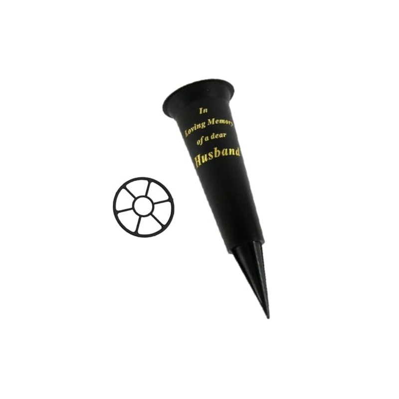 Black In Loving Memory Husband Spiked Memorial Grave Flower Vase