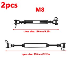 Antrader Turnbuckle Hook,M8 Jaw Jaw Turnbuckle,Stainless Steel,Black,2Pcs