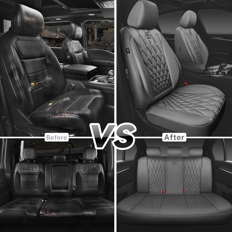 CAR PASS Piping Luxury Leather Seat Covers Full Set,5 Seats