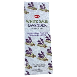1X Hem White Sage Lavender Incense Sticks - Sabio Blanco Lavanda Incienso - Box of 6 Packs - 120 Count