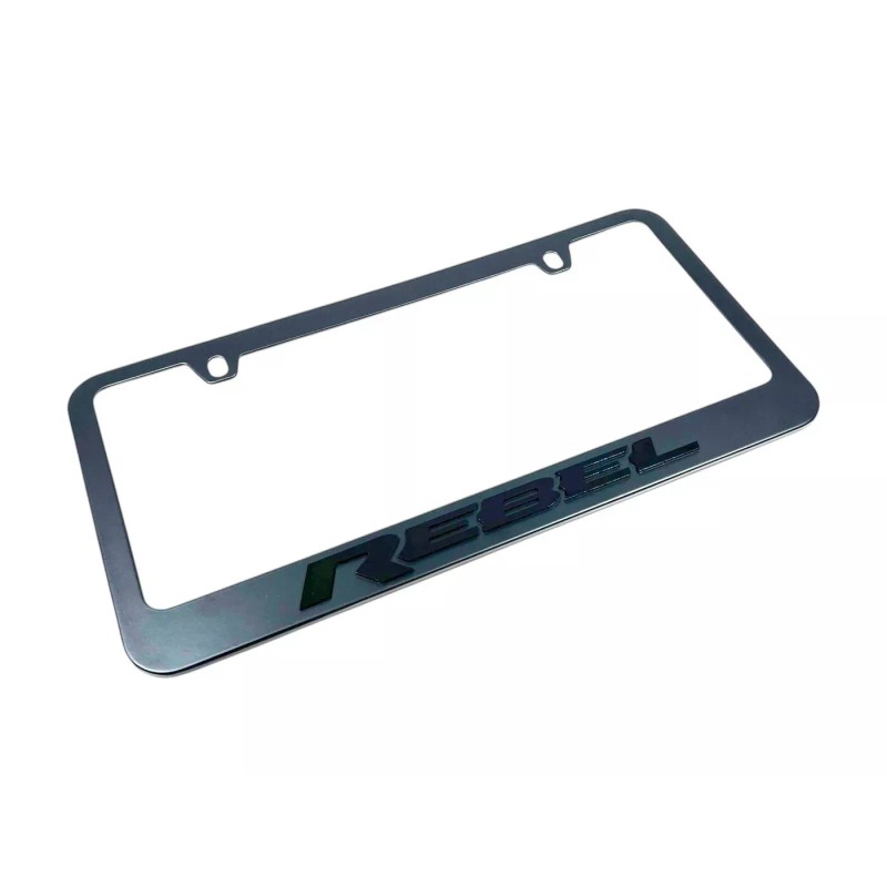 Dodge Ram Rebel Black License Plate Frame - Black Logo