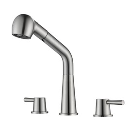 RULIA Kitchen Faucet, 2 Handles Kitchen Sink Faucet, 3 Holes Sink Faucet, Pull Out Kitchen Faucets, Bar Kitchen Faucet, Brushed Nickel, Stainless Steel, RB1060