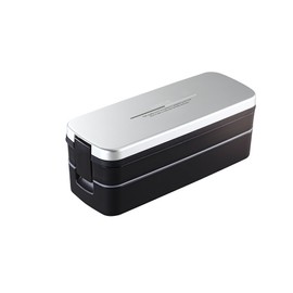 Asvel "Rantas FL" 2-Tier Lunch Box with Bag, Silver SS-T820