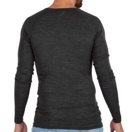 MERIWOOL Mens Base Layer Form Fit 100% Merino Wool Lightweight Fitted Top Thermal Shirt Charcoal Gray